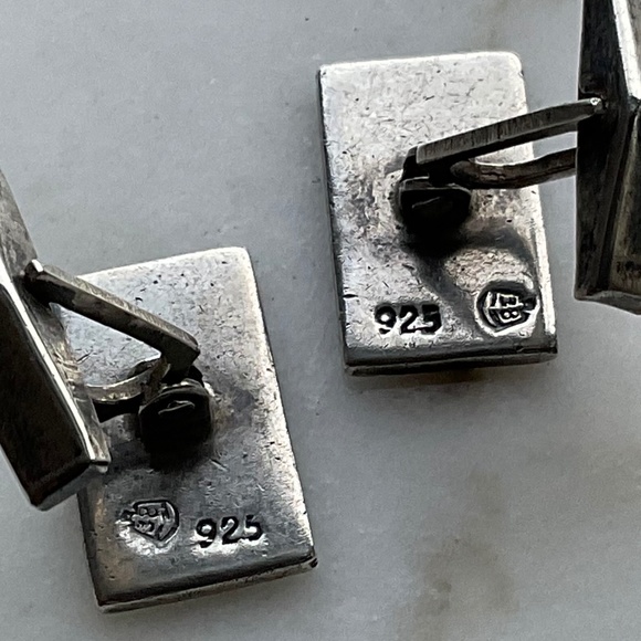 Vintage 925 Sterling Silver Rectangle Engravable Cufflinks 12g marked 38 - Picture 7 of 8
